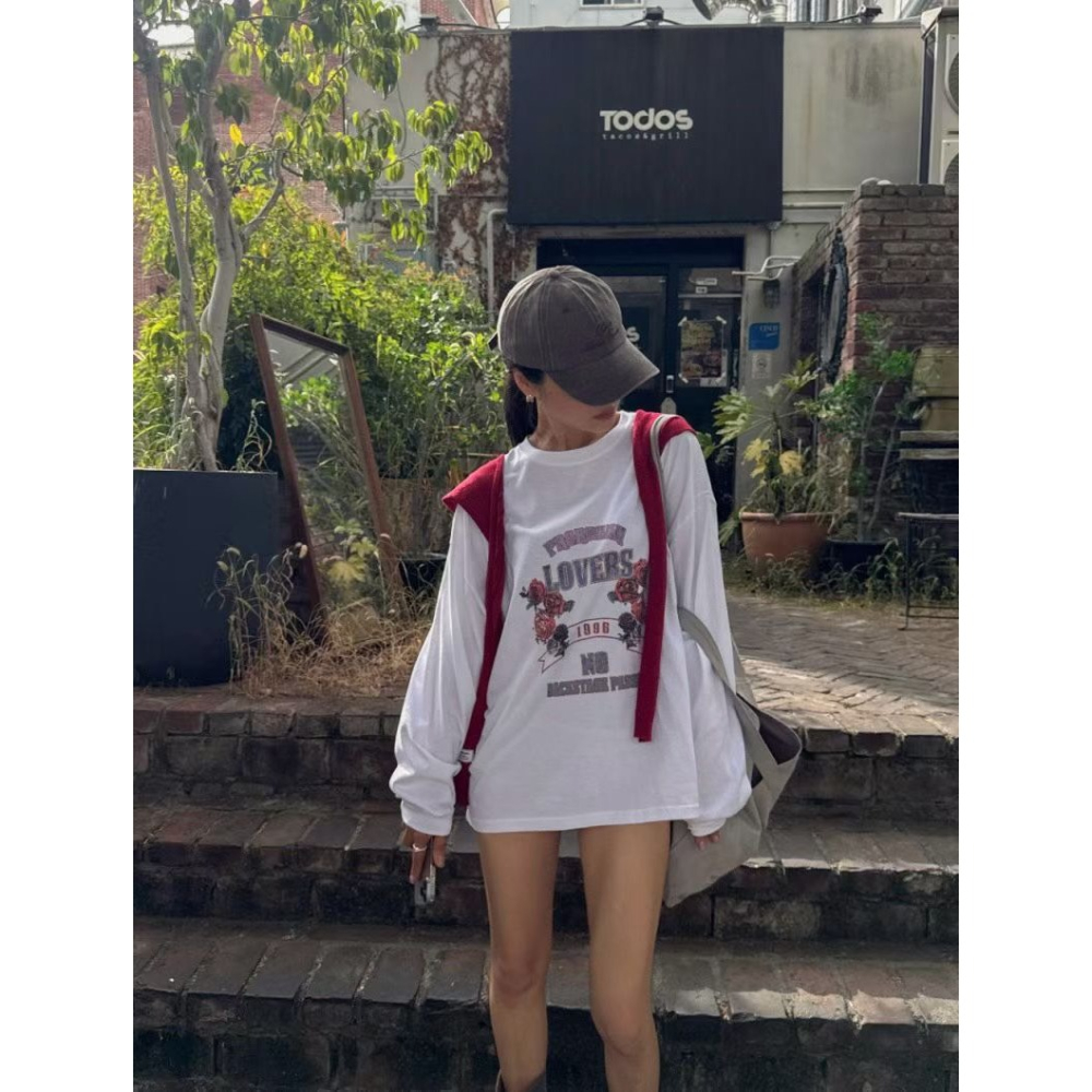 Twins 🇰🇷 韓國代購 東大門 正韓 早秋款 花花寬鬆中長版長T-細節圖7