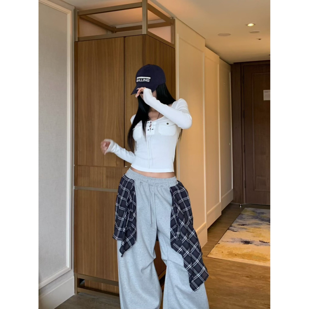 Twins 🇰🇷 韓國代購 東大門 正韓 早秋款 口袋綁繩坑條棉上衣-細節圖4