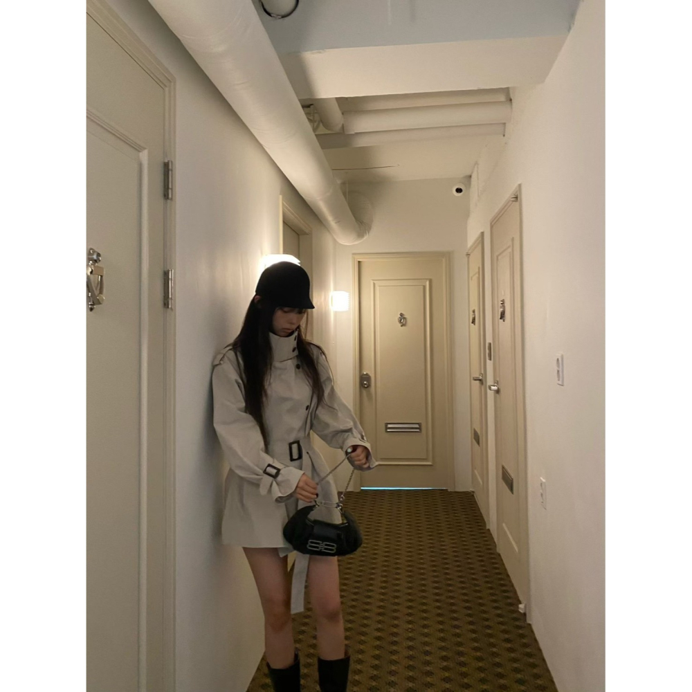 Twins 🇰🇷 韓國代購 東大門 正韓 早秋款 收腰綁帶風衣外套-細節圖3