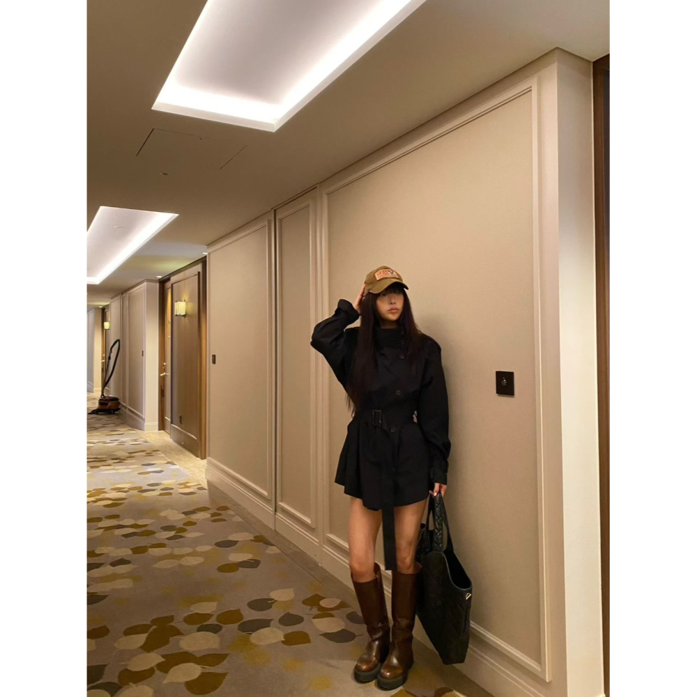 Twins 🇰🇷 韓國代購 東大門 正韓 早秋款 收腰綁帶風衣外套-細節圖5