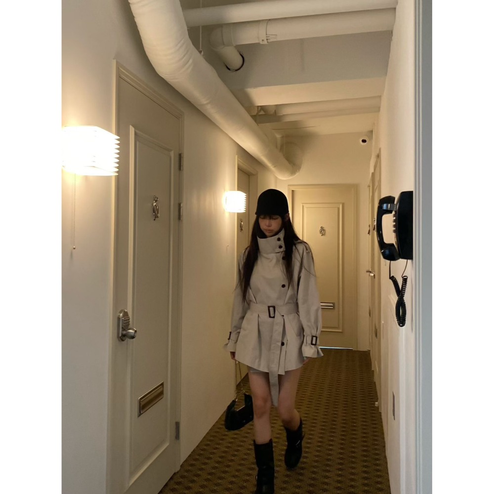 Twins 🇰🇷 韓國代購 東大門 正韓 早秋款 收腰綁帶風衣外套-規格圖9