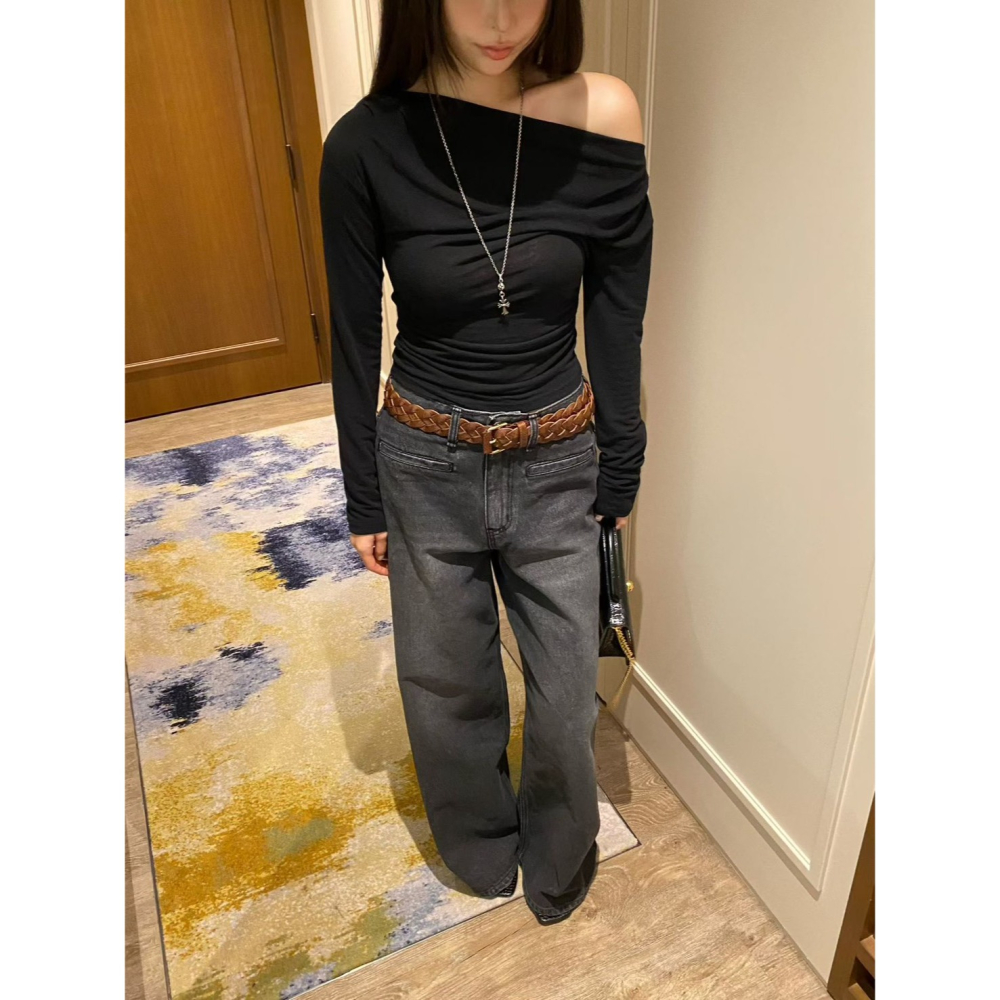Twins 🇰🇷 韓國代購 東大門 正韓 早秋款 露肩長袖上衣-細節圖4