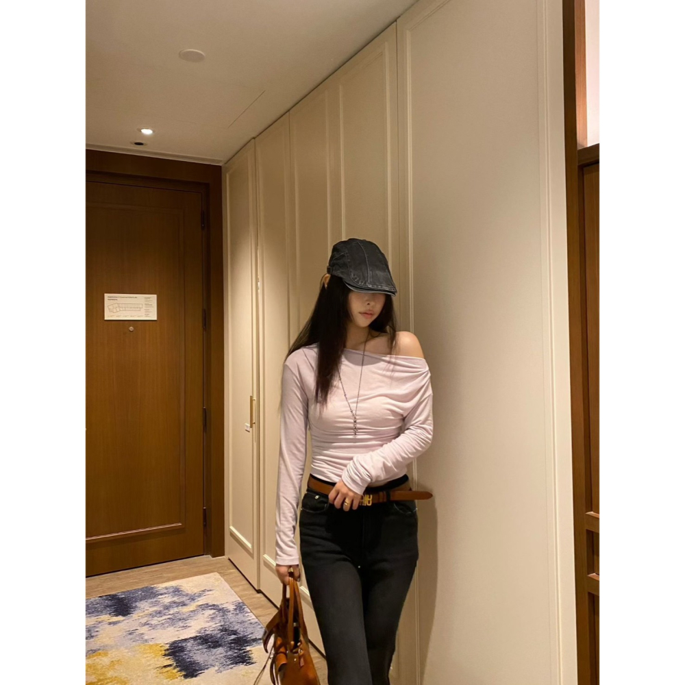 Twins 🇰🇷 韓國代購 東大門 正韓 早秋款 露肩長袖上衣-細節圖7
