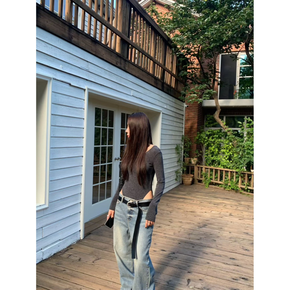 Twins 🇰🇷 韓國代購 東大門 正韓 早秋款 長袖素面bodysuit-細節圖4