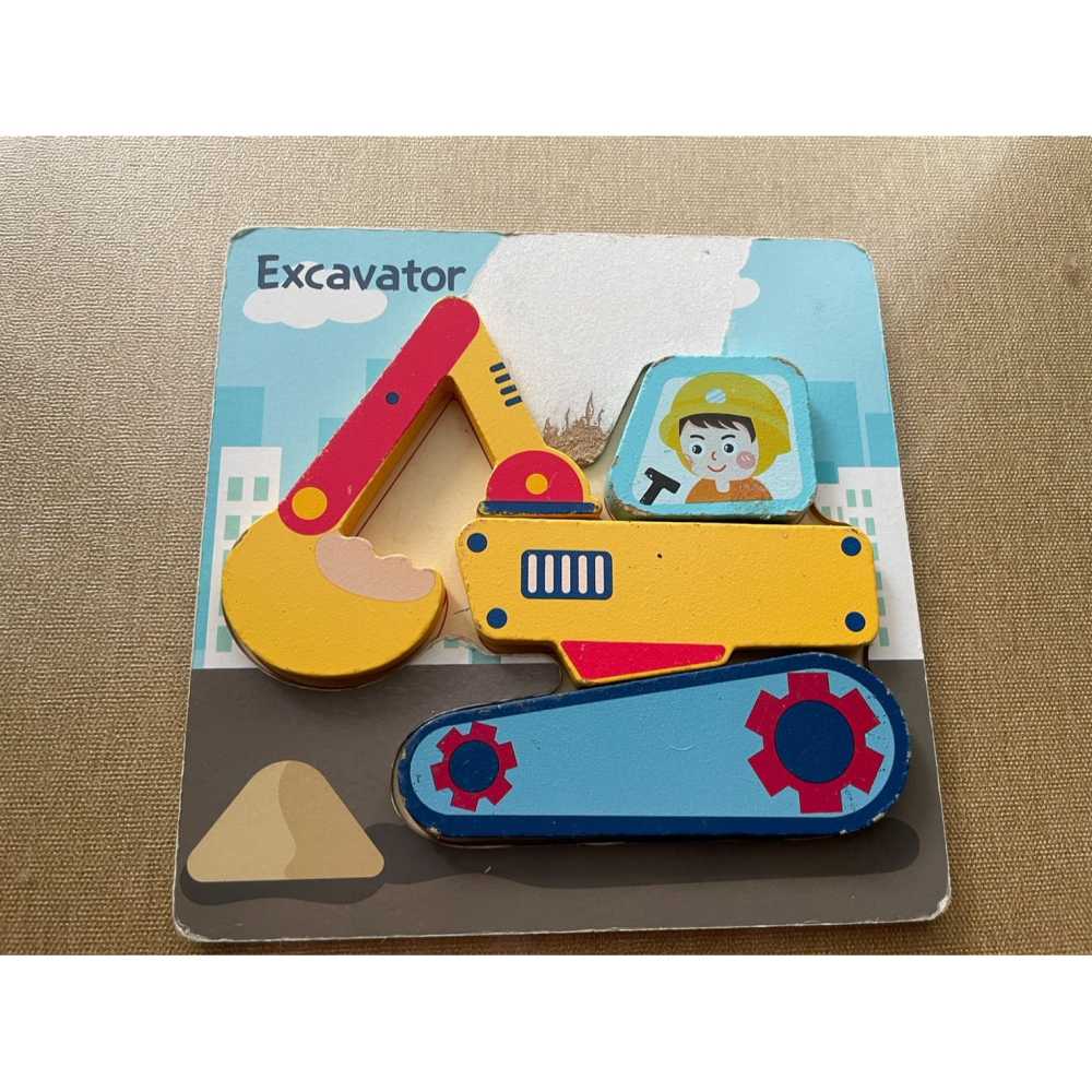 ΨPANDA清Ψ 拼圖 挖土機拼圖 立體拼圖 兒童拼圖 益智拼圖 早教學習教具 模版拼圖 木質拼圖 巴士拼圖 動物拼圖-細節圖3