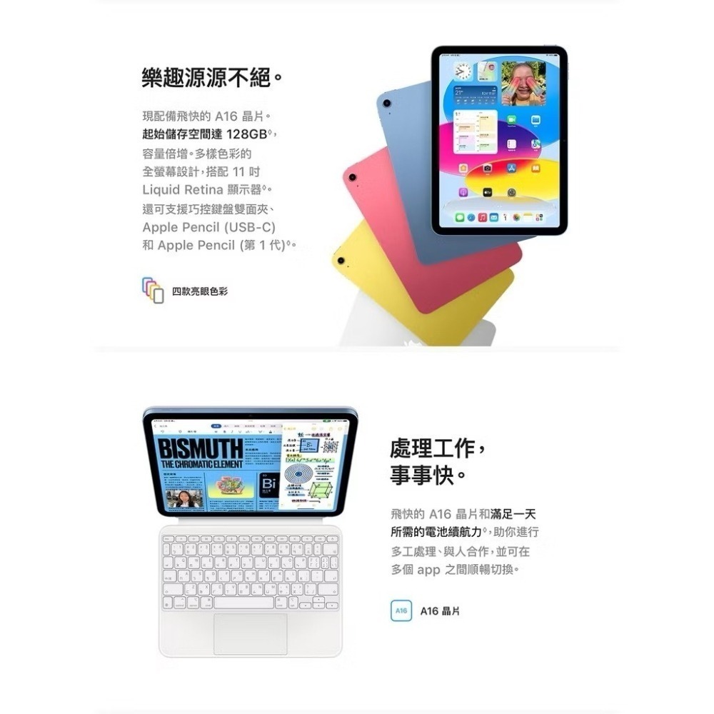 Apple iPad 11 (A16) 128GB Wi-Fi + 行動網路 台灣原廠公司貨-細節圖3