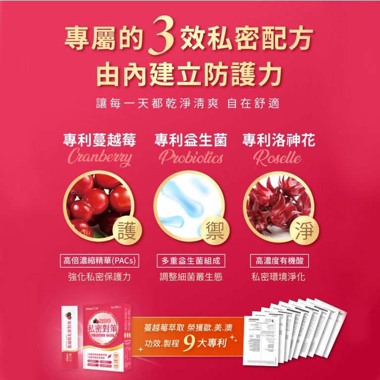[總經銷🔥現貨免等] Aicom艾力康蔓越莓私密對策（30包/盒） 御賞珍珠粉 女人花-細節圖3