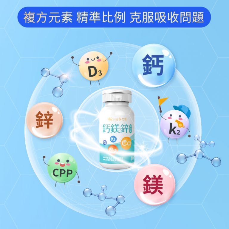 [總經銷🔥現貨免等] Aicom艾力康鈣鎂鋅加強錠（90顆/盒）-細節圖3