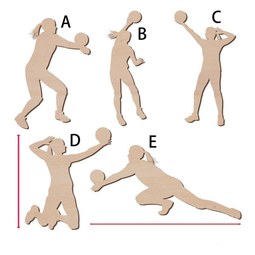 女子排球運動員造形木片 造型木片 蝶古巴特 手作材料 木片材料 雷雕素材 拼貼 彩繪 DIY 美勞 手工藝材料 可客製化-細節圖2