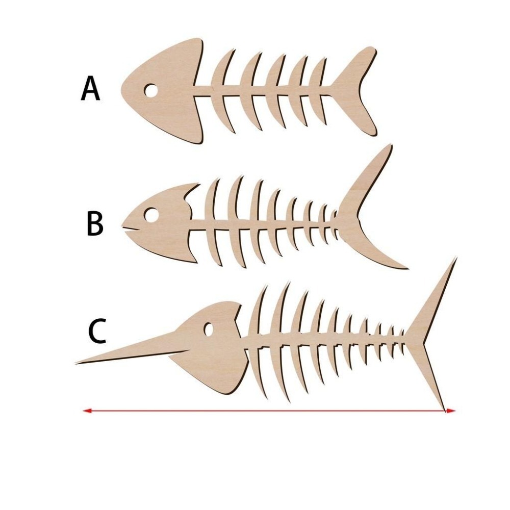 魚骨造形木片 雷射切割木片 手工木片 木片 diy 拼貼 木片材料 蝶谷巴特 木質裝飾品 創意木片 DIY木片 可客製化-細節圖2