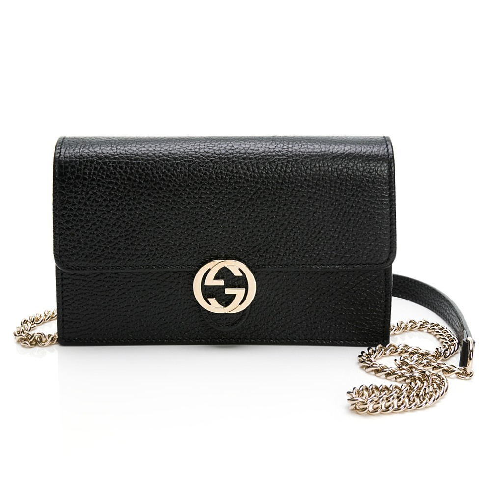 【GUCCI 古馳】 INTER LOCK 荔枝紋翻蓋WOC鍊帶包  多色任選-細節圖2