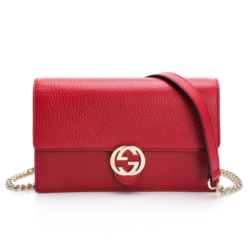 【GUCCI 古馳】 INTER LOCK 荔枝紋翻蓋WOC鍊帶包  多色任選-細節圖4