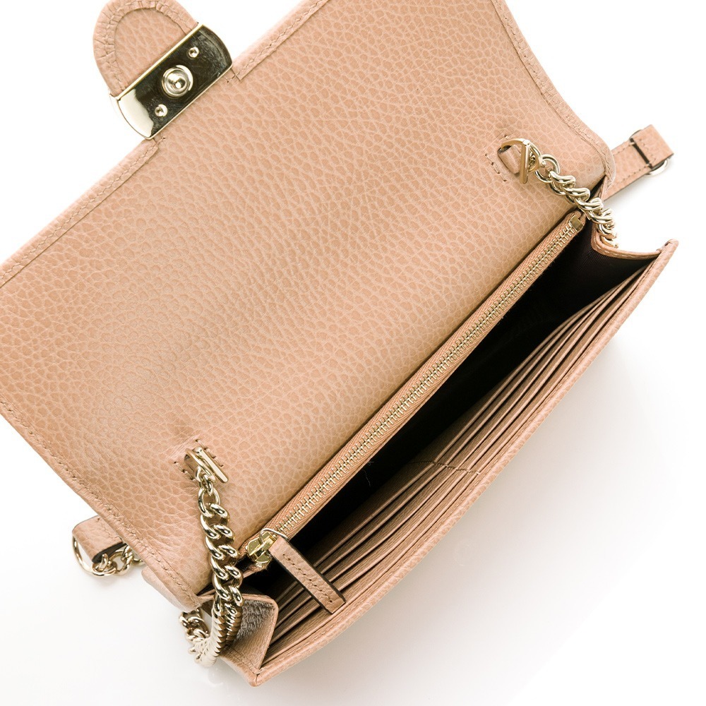 【GUCCI 古馳】 INTER LOCK 荔枝紋翻蓋WOC鍊帶包  多色任選-細節圖6