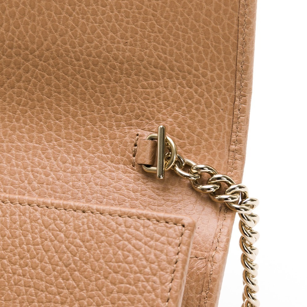 【GUCCI 古馳】 INTER LOCK 荔枝紋翻蓋WOC鍊帶包  多色任選-細節圖9