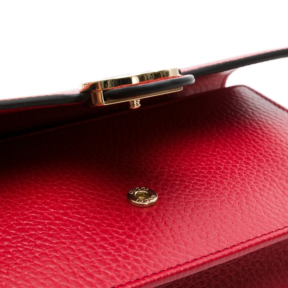 【GUCCI 古馳】 INTER LOCK 荔枝紋翻蓋WOC鍊帶包  多色任選-細節圖10