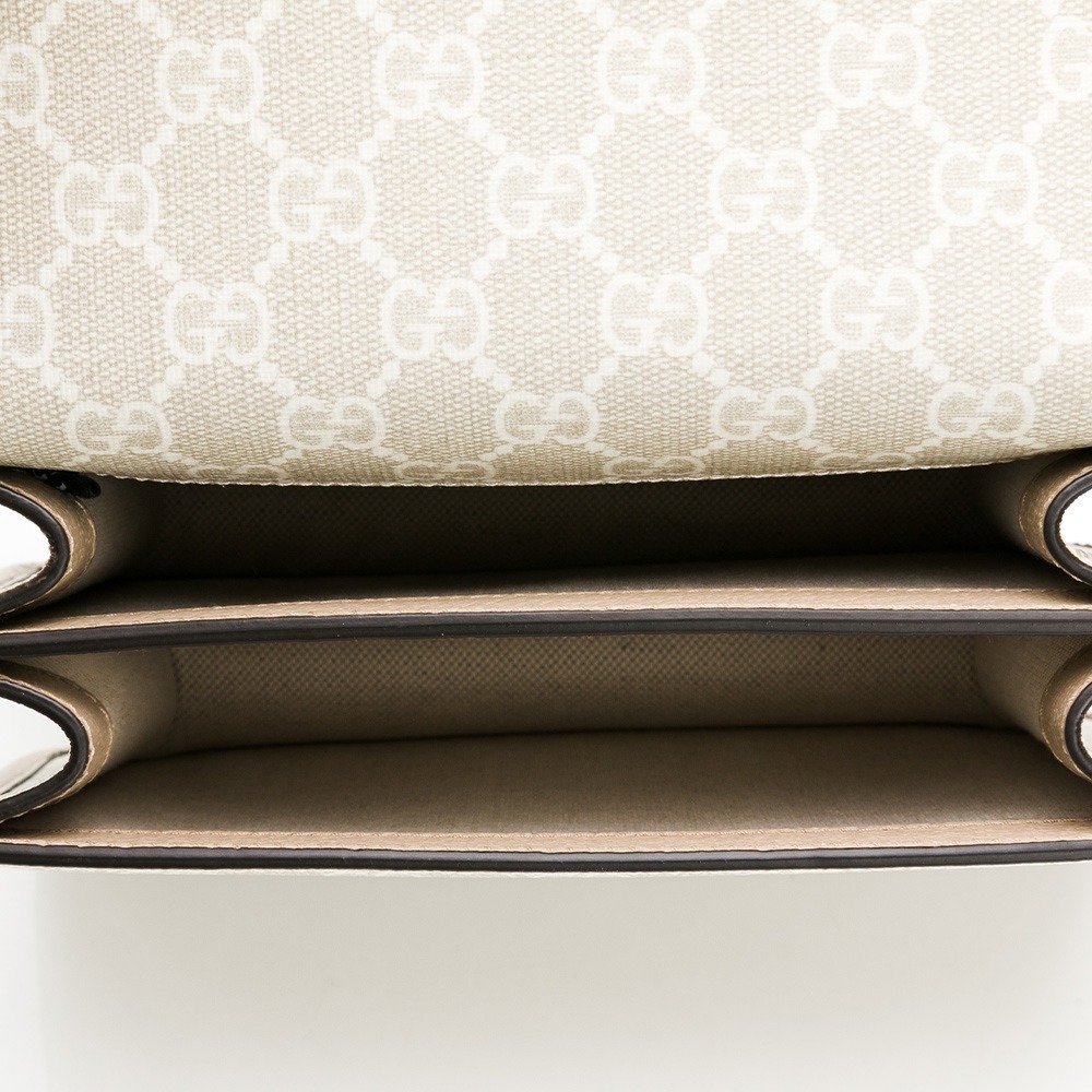 【GUCCI 古馳】 GUCCI 老花後吸扣式馬鞍包 (米灰)  __DVSHOP 保證正貨 台灣現貨不用等-細節圖4