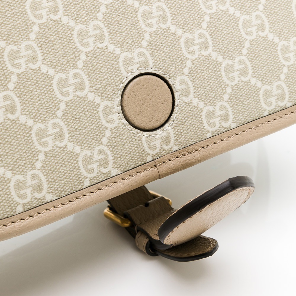 【GUCCI 古馳】 GUCCI 老花後吸扣式馬鞍包 (米灰)  __DVSHOP 保證正貨 台灣現貨不用等-細節圖5