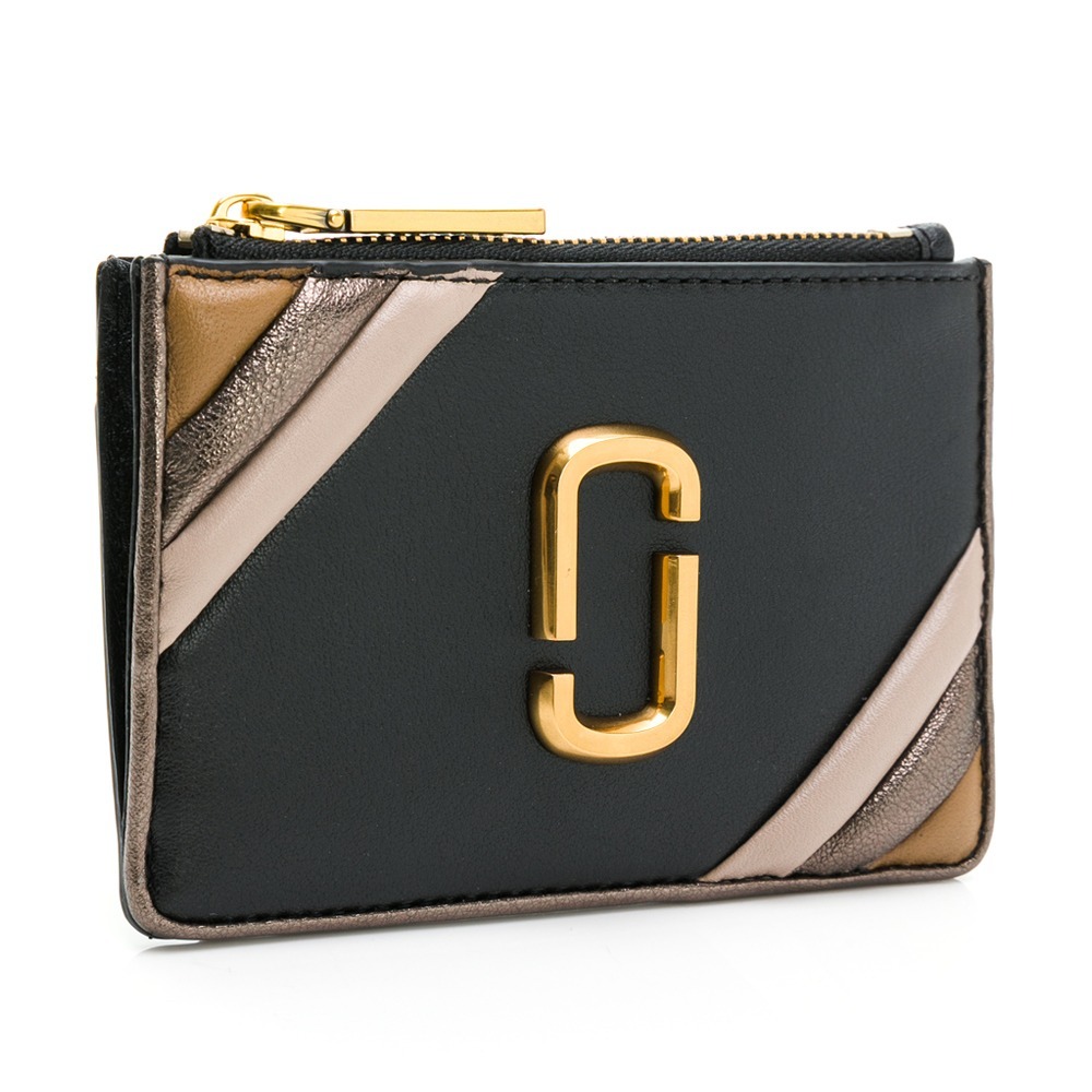 【MARC JACOBS】 GLAM SHOT 邊角撞色 鑰匙圈拉鍊卡夾/卡套 [黑]  __DVSHOP 保證正貨-細節圖2