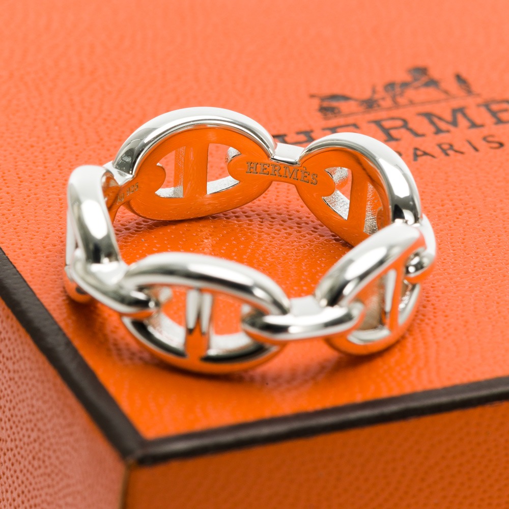 【HERMES 愛馬仕】 HERMES 豬鼻子純銀戒指   __DVSHOP 保證正貨 台灣現貨不用等-細節圖3