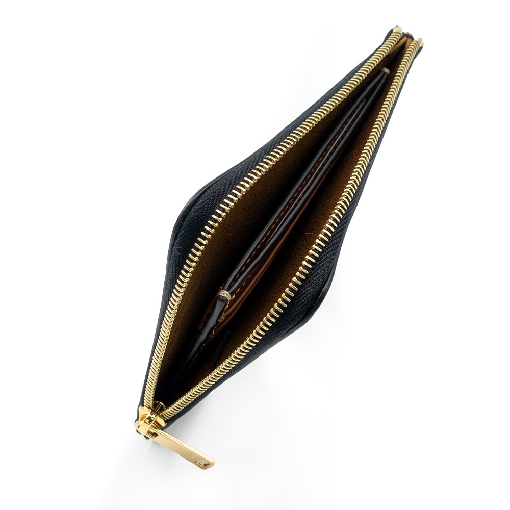 【CELINE 思琳】CELINE TRIOMPHE帆布及羊皮拉鍊銀包連可拆除卡片套 (黃褐色) __ DVSHOP 保-細節圖5