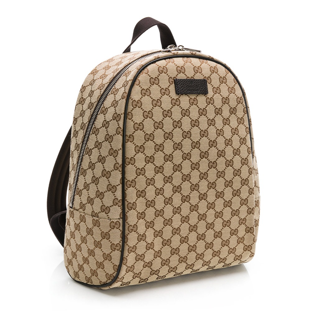 【GUCCI 古馳】GUCCI 經典雙G LOGO牛皮飾邊厚棉緹花後背包  __DVSHOP 保證正貨 台灣現貨不用等-細節圖2