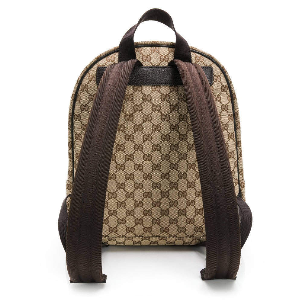 【GUCCI 古馳】GUCCI 經典雙G LOGO牛皮飾邊厚棉緹花後背包  __DVSHOP 保證正貨 台灣現貨不用等-細節圖3
