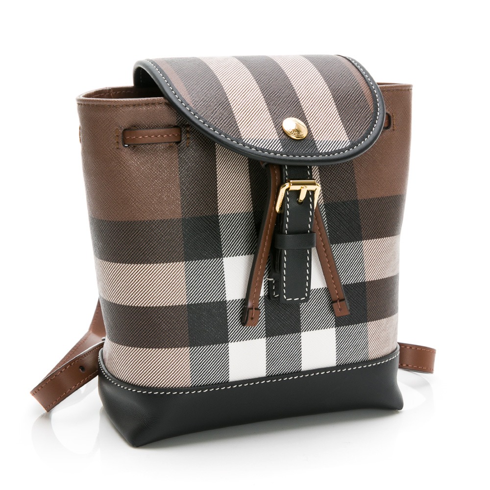 BURBERRY 巴寶莉  掀蓋抽繩磁扣格紋皮革微型後背包__DVSHOP 保證正貨 台灣現貨不用等-細節圖2