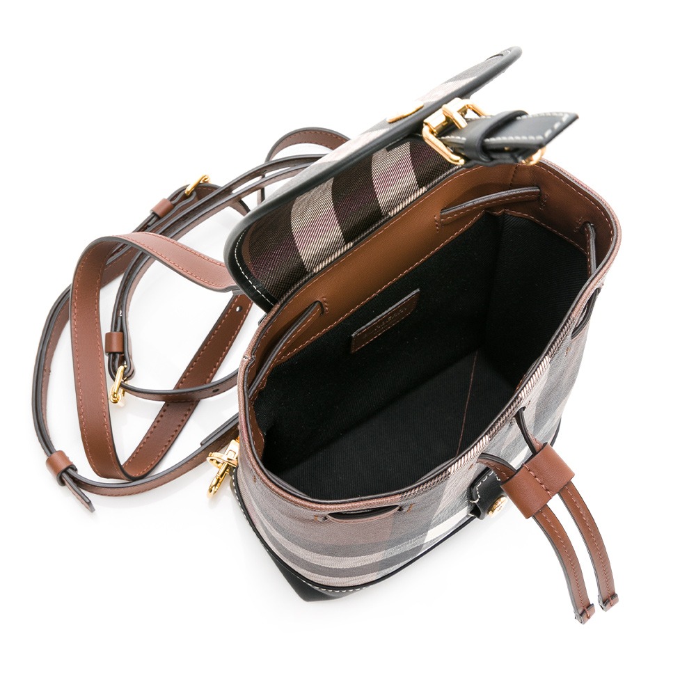 BURBERRY 巴寶莉  掀蓋抽繩磁扣格紋皮革微型後背包__DVSHOP 保證正貨 台灣現貨不用等-細節圖4