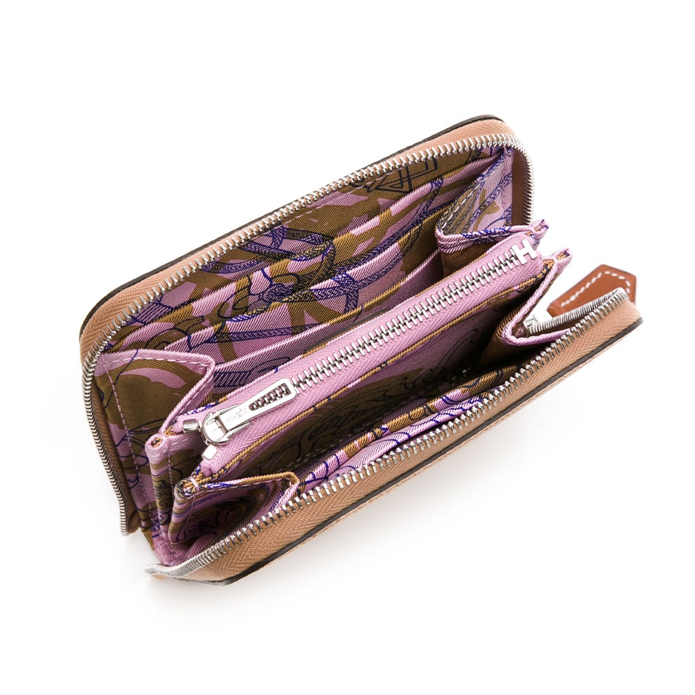 【HERMES 愛馬仕】 HERMES 絲巾短夾 (棕/內粉繩索)   __DVSHOP 保證正貨 台灣現貨不用等-細節圖4