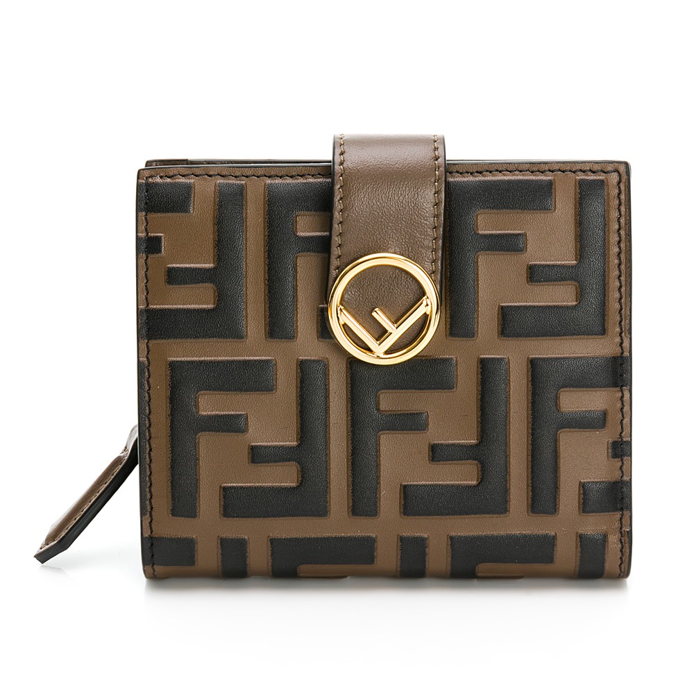 【FENDI 芬迪】 FENDI 老花前釦後拉短夾 (棕)  __DVSHOP 保證正貨 台灣現貨不用等