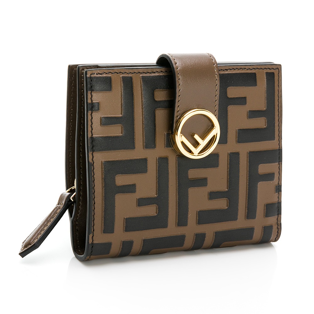 【FENDI 芬迪】 FENDI 老花前釦後拉短夾 (棕)  __DVSHOP 保證正貨 台灣現貨不用等-細節圖2