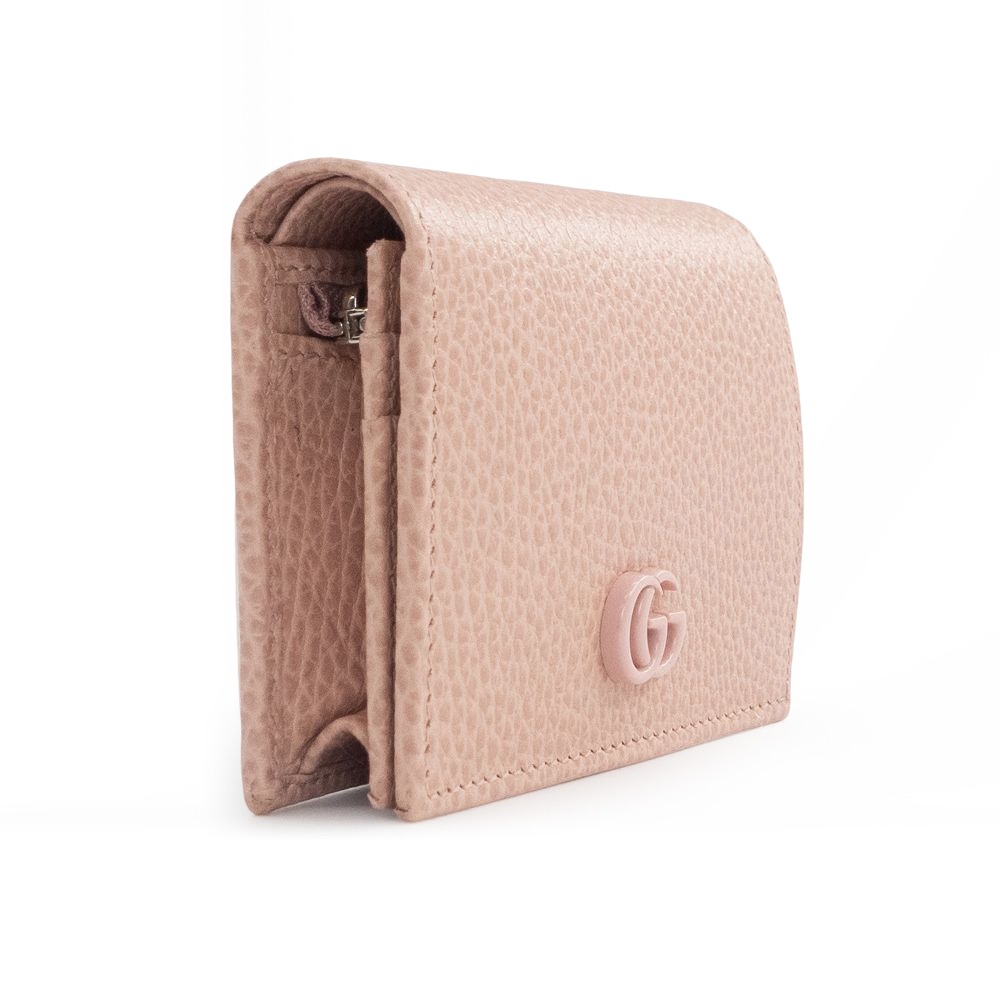 【GUCCI 古馳】 GUCCI MARMONT 荔枝紋對折短夾 (淺粉)  __DVSHOP 保證正貨 台灣現貨不用等-細節圖3