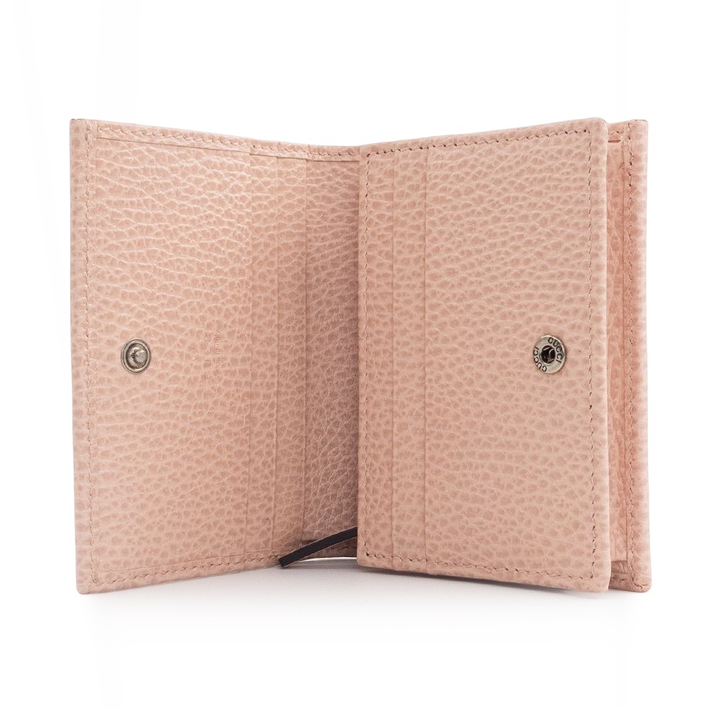 【GUCCI 古馳】 GUCCI MARMONT 荔枝紋對折短夾 (淺粉)  __DVSHOP 保證正貨 台灣現貨不用等-細節圖4