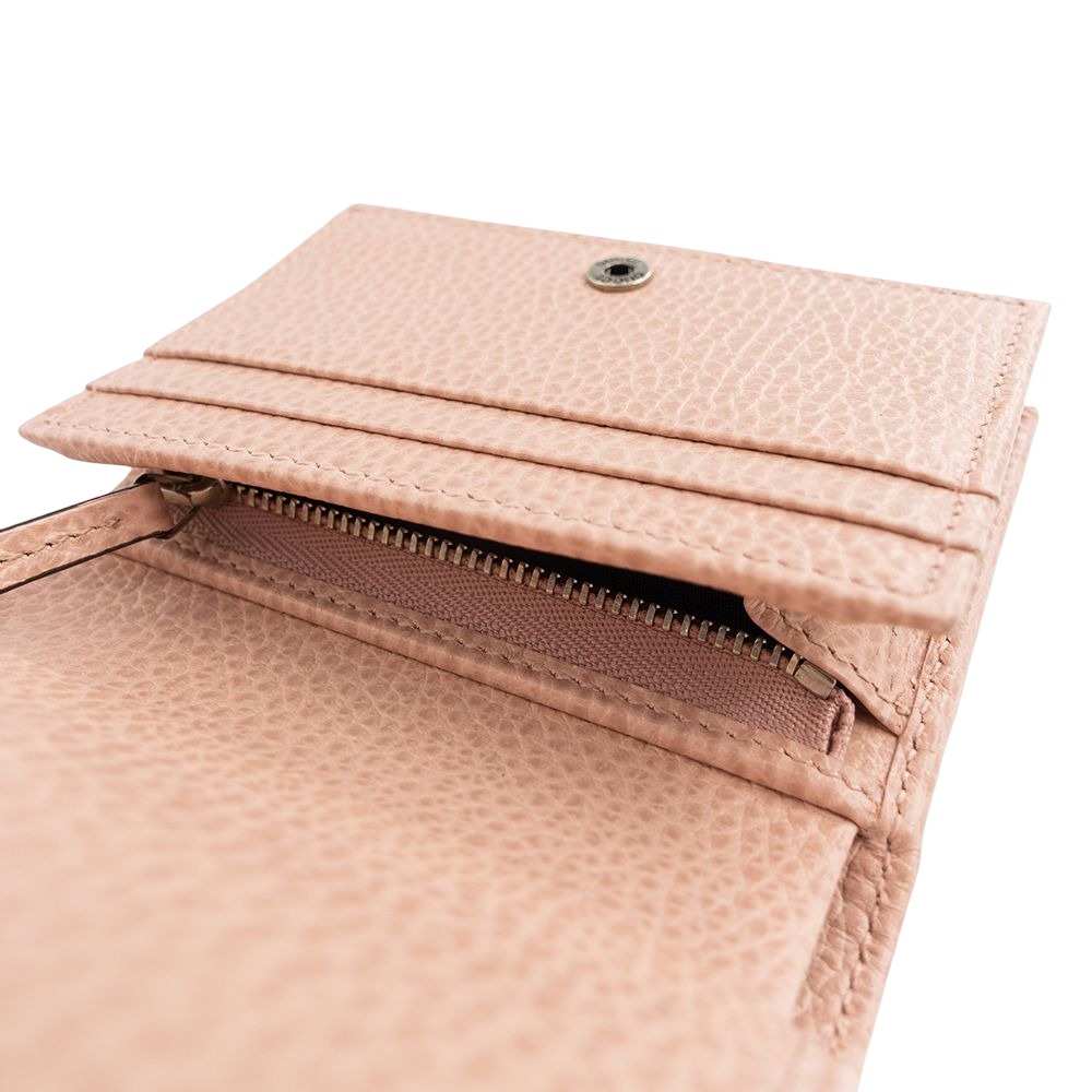 【GUCCI 古馳】 GUCCI MARMONT 荔枝紋對折短夾 (淺粉)  __DVSHOP 保證正貨 台灣現貨不用等-細節圖6