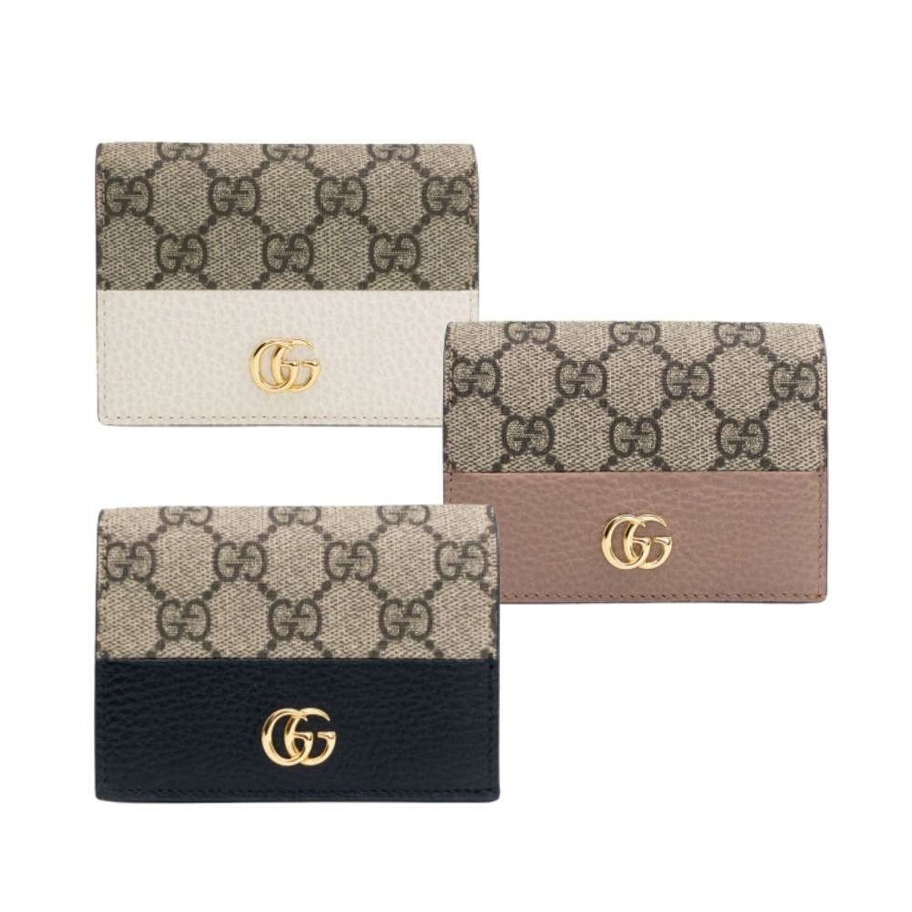 【GUCCI 古馳】 GUCCI 老花帆布拼皮革對開短夾   __DVSHOP 保證正貨 台灣現貨不用等