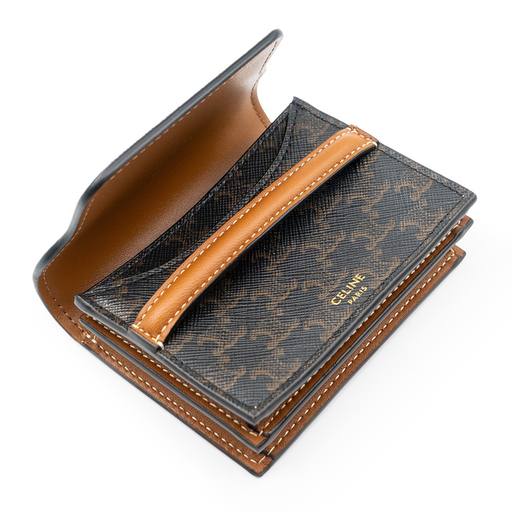 【CELINE 思琳】CELINE 帆布及羊皮名片套 (黃褐色) __DVSHOP 保證正貨 台灣現貨不用等-細節圖5