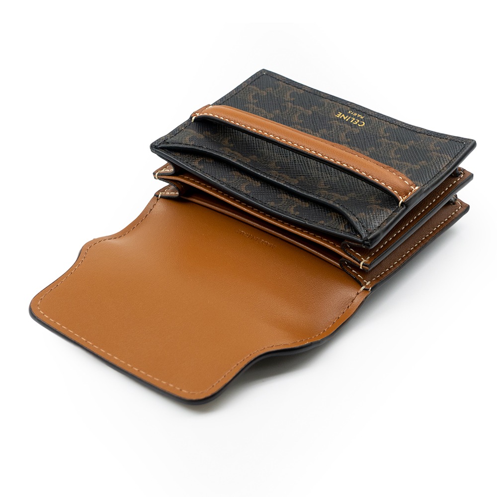 【CELINE 思琳】CELINE 帆布及羊皮名片套 (黃褐色) __DVSHOP 保證正貨 台灣現貨不用等-細節圖6