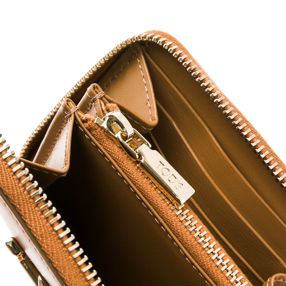 【TODS】 TODS DoubleT金屬設計皮革拉鍊短夾 -咖啡色  __DVSHOP 保證正貨 台灣現貨不用等-細節圖6