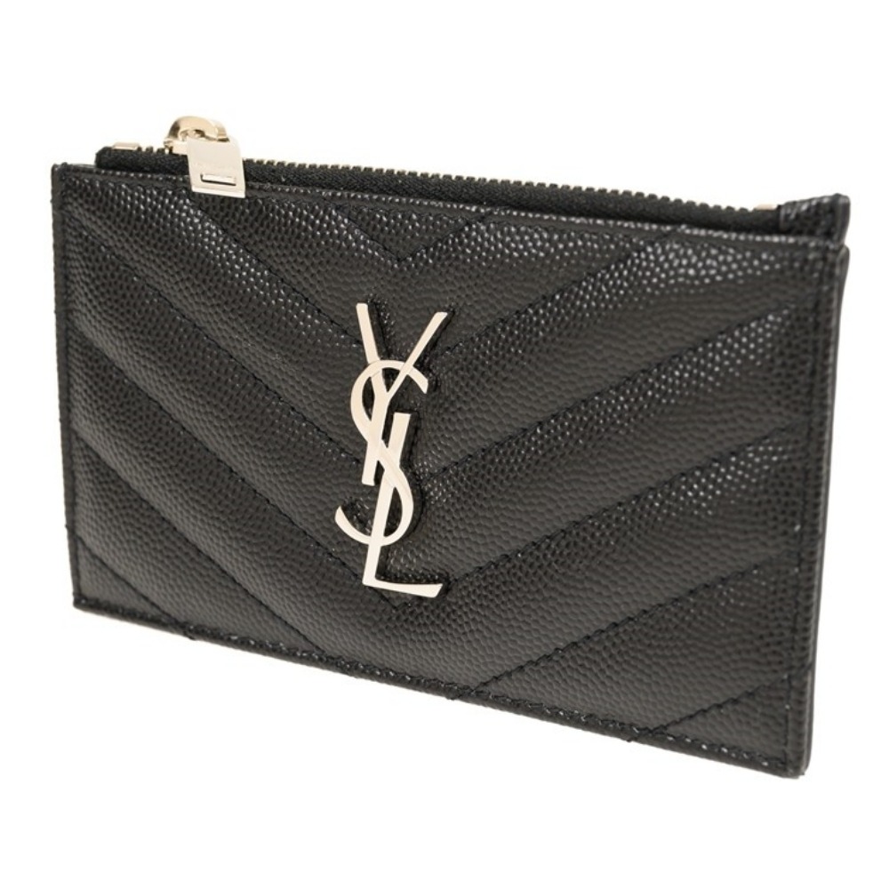 【YSL 聖羅蘭】 YSL 一字拉零錢袋後五卡夾 (黑金)  __DVSHOP 保證正貨 台灣現貨不用等-細節圖2
