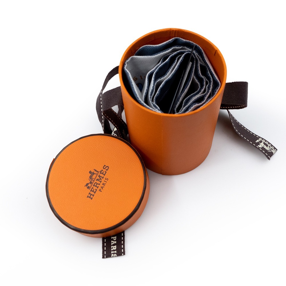 【HERMES 愛馬仕】 HERMES Do Re Boucles 藍色底繩索 Twilly絲巾 [藍色]-細節圖4