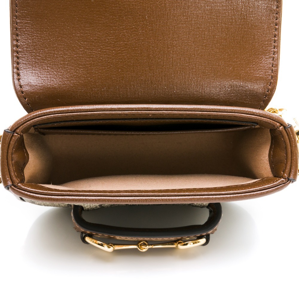 【GUCCI 古馳】 GUCCI 1955馬銜扣迷你斜背包 (老花棕)  __DVSHOP 保證正貨 台灣現貨不用等-細節圖4