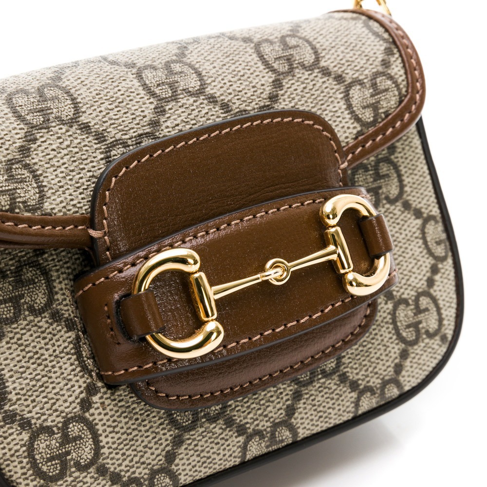 【GUCCI 古馳】 GUCCI 1955馬銜扣迷你斜背包 (老花棕)  __DVSHOP 保證正貨 台灣現貨不用等-細節圖5