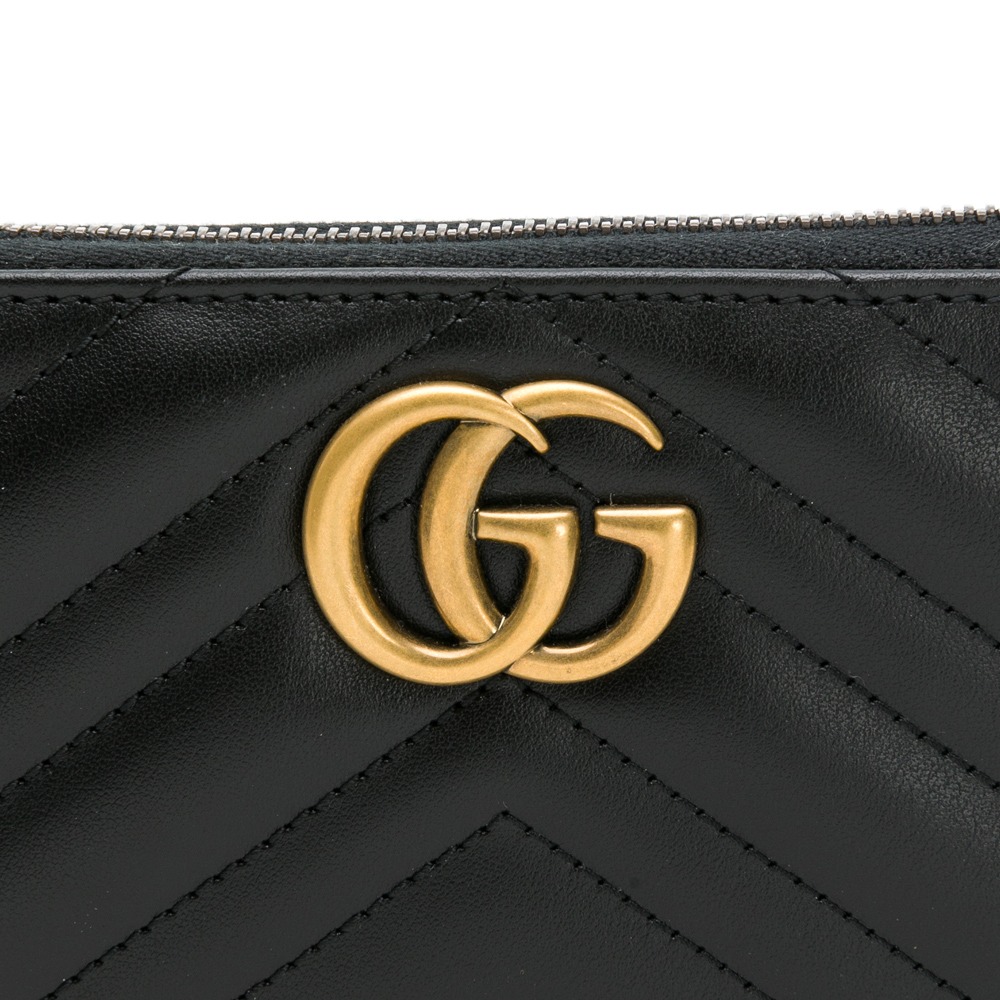 【GUCCI 古馳】 GUCCI MARMONT 山形紋拉鍊長夾 (黑)  __DVSHOP 保證正貨 台灣現貨不用等-細節圖4