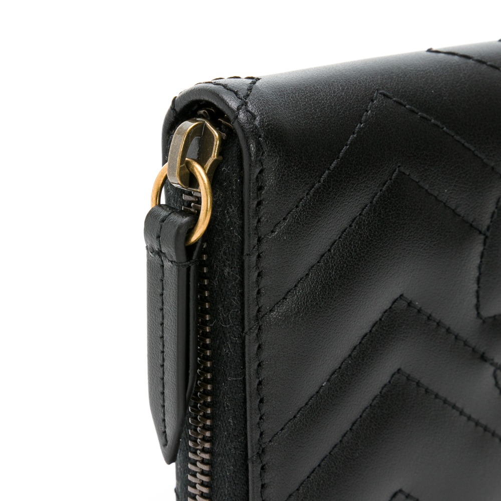 【GUCCI 古馳】 GUCCI MARMONT 山形紋拉鍊長夾 (黑)  __DVSHOP 保證正貨 台灣現貨不用等-細節圖5