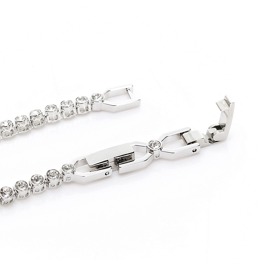 【SWAROVSKI施華洛世奇】Emily 圓形水晶手鏈 (白色, 鍍白金色)  __DVSHOP保證正貨台灣現貨不用等-細節圖3