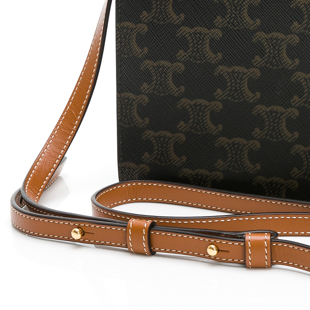 【CELINE 思琳】CELINE TRIOMPHE strap woc老花雙翻蓋釦式斜背包  __DVSHOP 保證正-細節圖5
