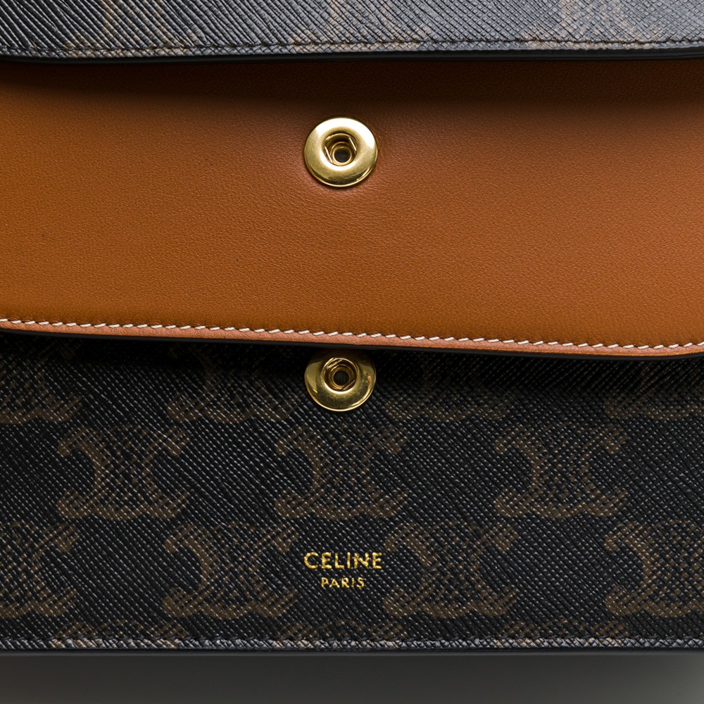 【CELINE 思琳】CELINE TRIOMPHE strap woc老花雙翻蓋釦式斜背包  __DVSHOP 保證正-細節圖6