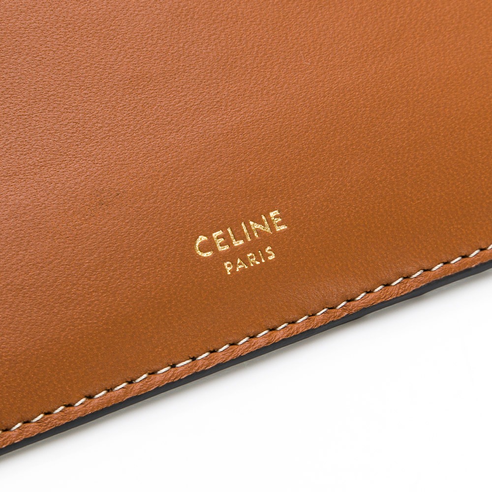 【CELINE 思琳】CELINE TRIOMPHE帆布及羊皮拉鍊卡片套(老花棕) __DVSHOP 保證正貨 台灣現貨-細節圖5