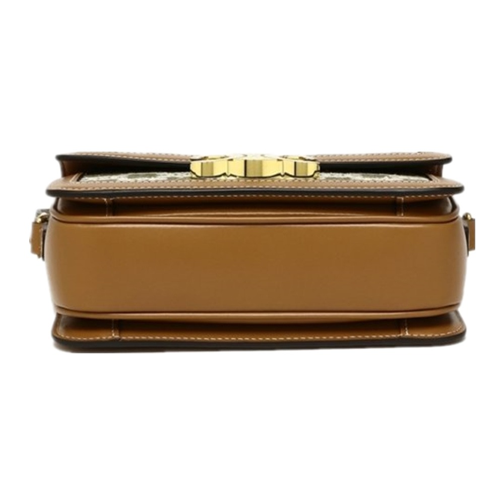 【CELINE 思琳】CELINE 老花牛仔帆布 棕皮革飾邊 斜背包 [綠] __DVSHOP 保證正貨 台灣現貨不用等-細節圖6