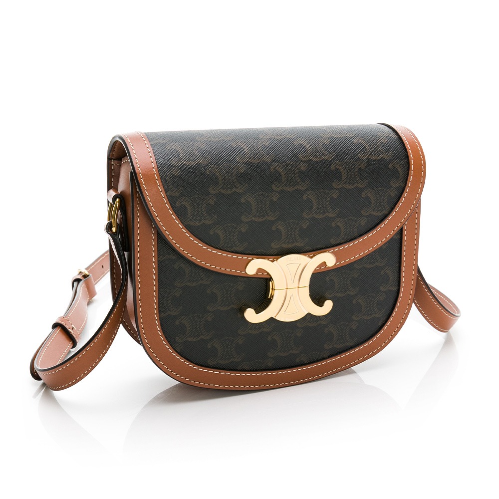 【CELINE 思琳】CELINE TEEN BESACE老花斜背包 (棕老花) __DVSHOP 保證正貨 台灣現貨不-細節圖2